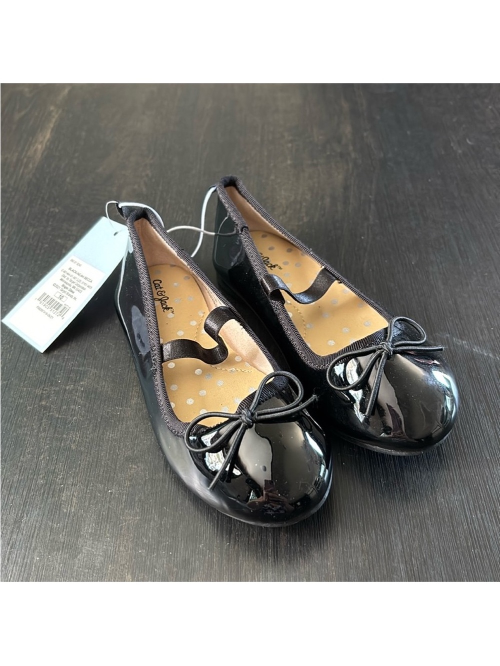 Cat & Jack Black Patent Bow Ballet Flats